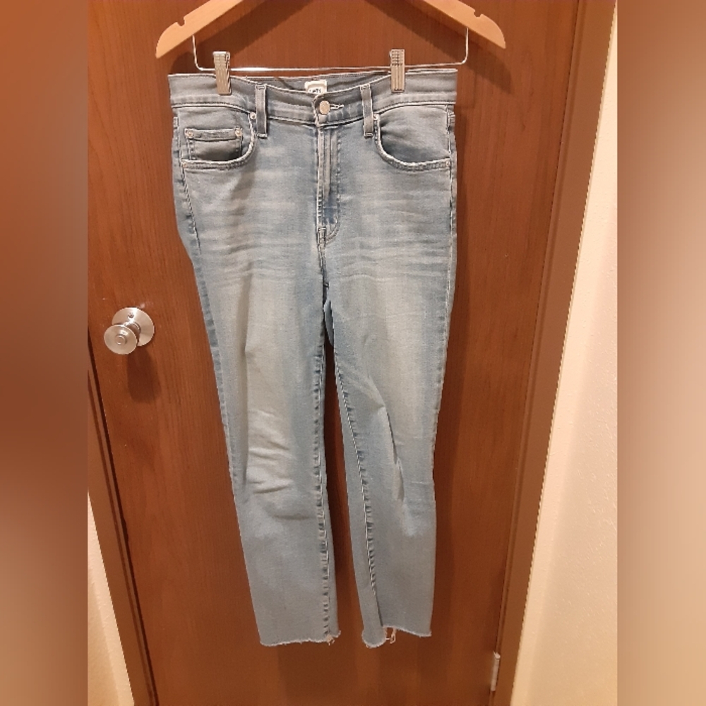 Edwin Blue Ankle Cropped Jeans Rae Hem Light Blue Denim Wash Size 27
